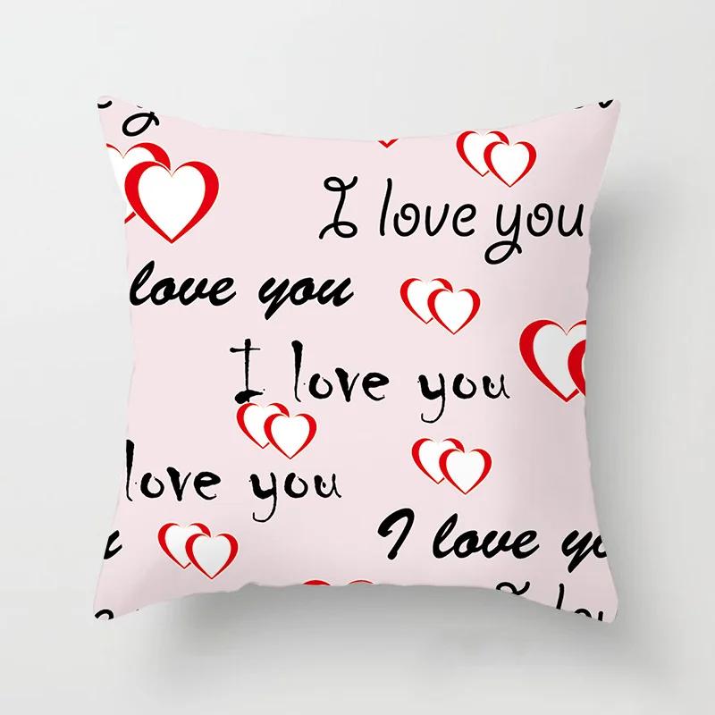 Love Heart Letters Floral Pillowcase Modern Nordic Fashion Pink Cushion Cover Sofa Seat Wedding Decorative Throw Pillows Cover