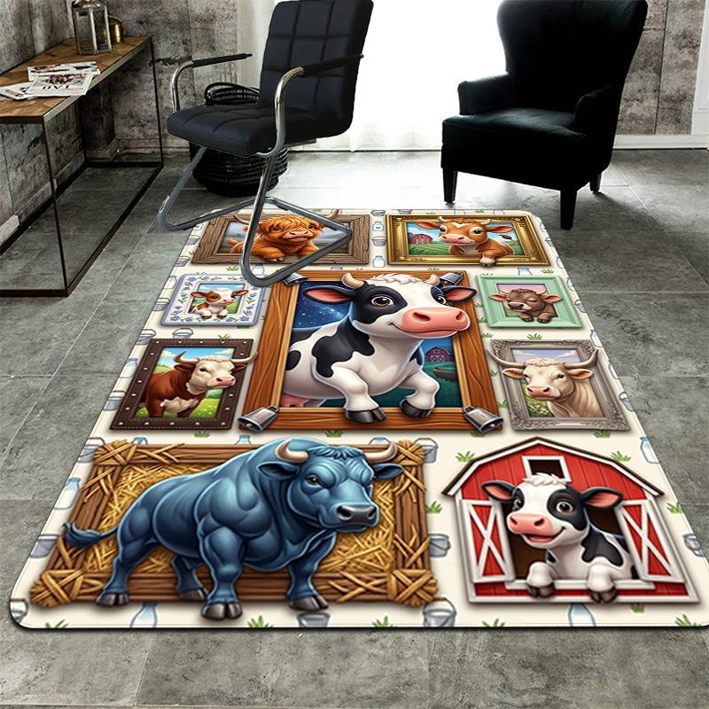 Farm Animal Frames Pattern Rug Floor Mat for Living Room or Bedroom Soft and Comfortable Carpet a Gift for Birthday and Holiday.