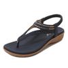 Seasonal New European And American Sandals Elastic Band Beads Soft Breathable Lightweight Comfortable Wedge One-Slip Flops