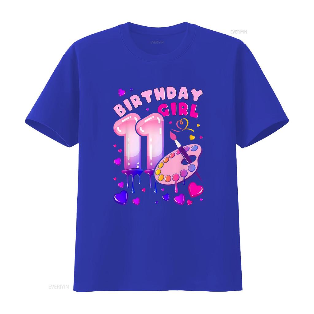 11th Birthday Girl 11 Years Painting Art Number T Shirt Vintage Versatile Soft Top For Everyday Wear Graphic Stretched