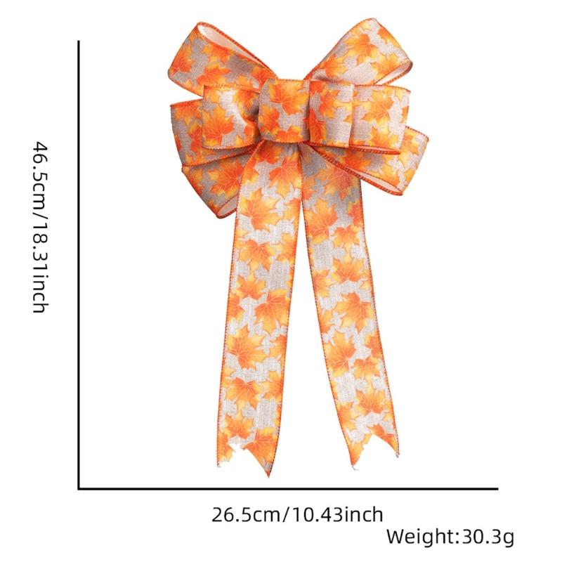 Thanksgiving Party Bow Decoration with Maple Leaf and Pumpkin Design DoubleLayer