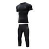 Elastic Slim Fit Training Sweat-Wicking Breathable Basketball Running Professional Training Crew Neck Fitness Set Men Sets Black YUDU052-1