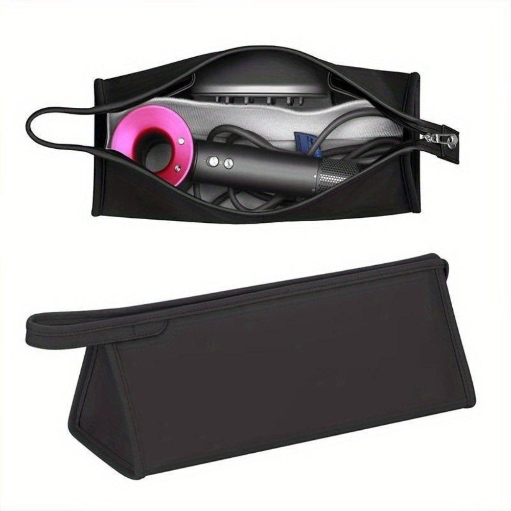 PU Leather Hair Dryer Storage Bag Waterproof Large Capacity Travel Storage Bag Durable Dustproof Portable Travel Case