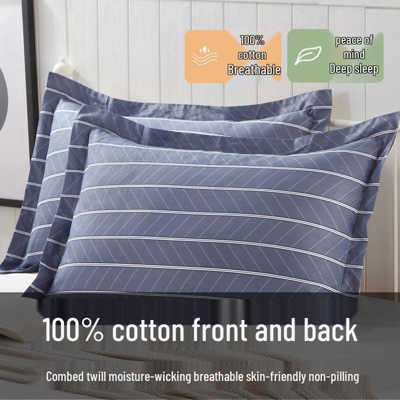 Set of Two 100% Cotton Large Pillowcases, Thick 48x74cm for Home Use