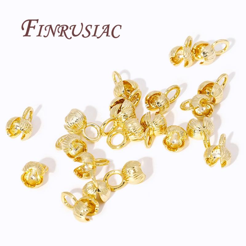 Crimp End Caps For Jewelry 18K Gold Plated Cord Ends Clam Shell Bead Tip Ball Chain Connector,DIY Bracelet/Necklace Fittings