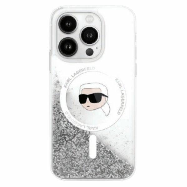 Karl Lagerfeld Klhmp16Llgkisgh Iphone 16 Pro 6.3 Hardcase Transparent Liquid Glitter Karl Head Magsafe