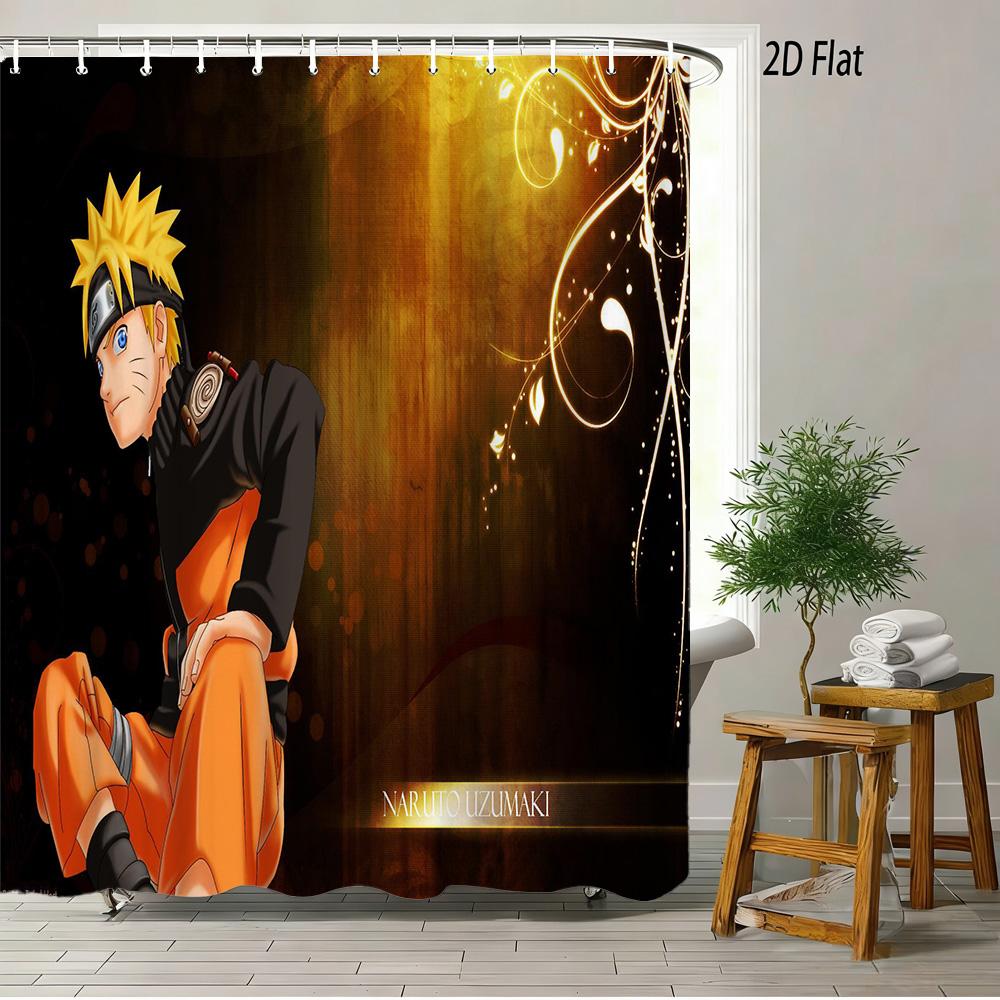 Dragon Ball Z Majin Buu (Fat Buu) Cheerful Pose Scene 2D Print Waterproof Shower Curtain, Vibrant Solid Purple Background With P