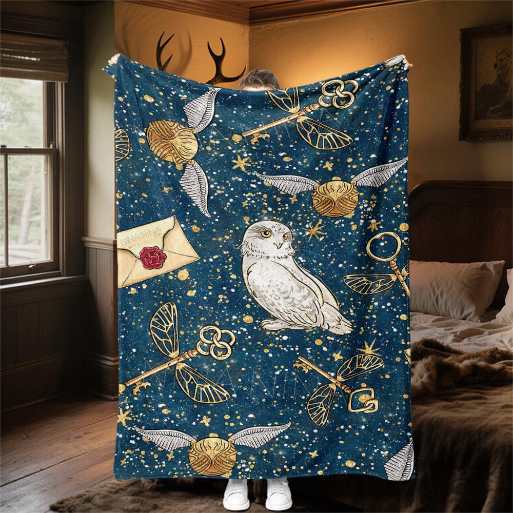 1pc owl golden snitch envelope Outdoor Flannel Throw Blanket All Season Soft Warmth,Home Decor 1031211