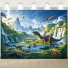 Realistic Dinosaur Tapestry, 150x130cm Prehistoric Waterfall & Mountain Wall Decor for Boys Room & Birthday Party