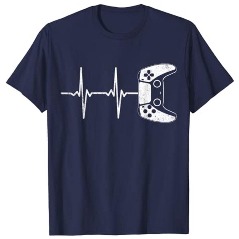 Player Heartbeat T-shirt Fun Video Game Gift Boy Man Player T-shirt Y2k Cute Heart Graphic Clothing Short-sleeved Casual