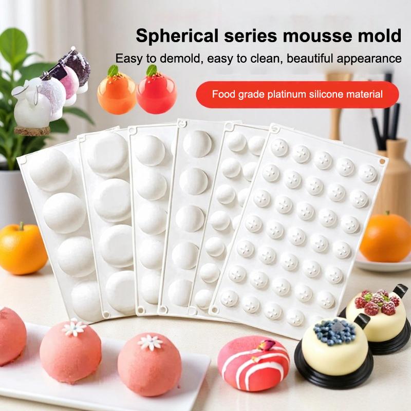 Circle Ball Shape Cake Candy Mold Heart Mousse Mould Cake Chocolate Decoration Silicone Mold Kitchen Dessert Mousse Mold