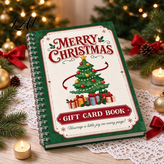 Secret Santa Gift Idea Christmas Card Book 14 Pages DIY Booklet Spiral-Bound Merry Holiday Holder College Survival Kit Greeting Book for