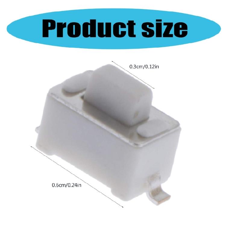 10Pcs Two Pin Patches Button Switches Tact Switches Push Button Replacement Self Resetting Type Microswitch White Button