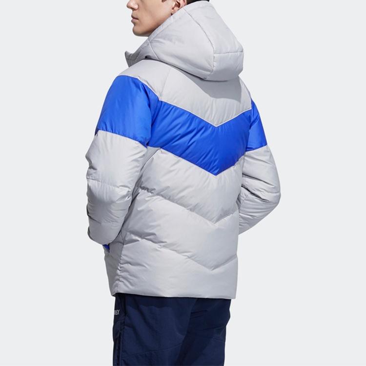 Men's adidas Outdoor Sports Colorblock Hooded With Down Feather Gray Jacket H20791