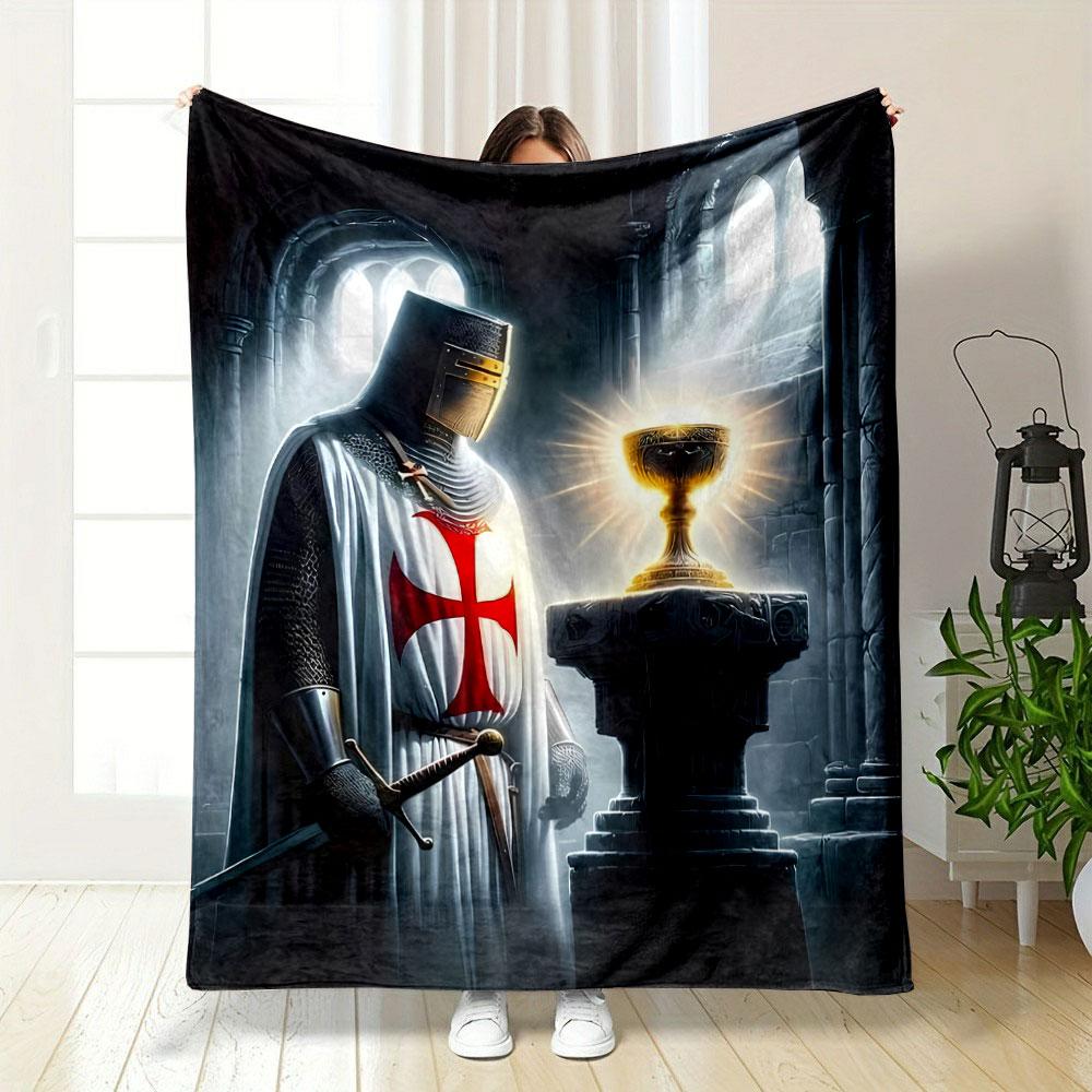 Templar Knight Holy Grail Blanket Printed Blanket for Living Room Bed Couch lunch break Soft Cozy Blanket for Friend's festival Gift