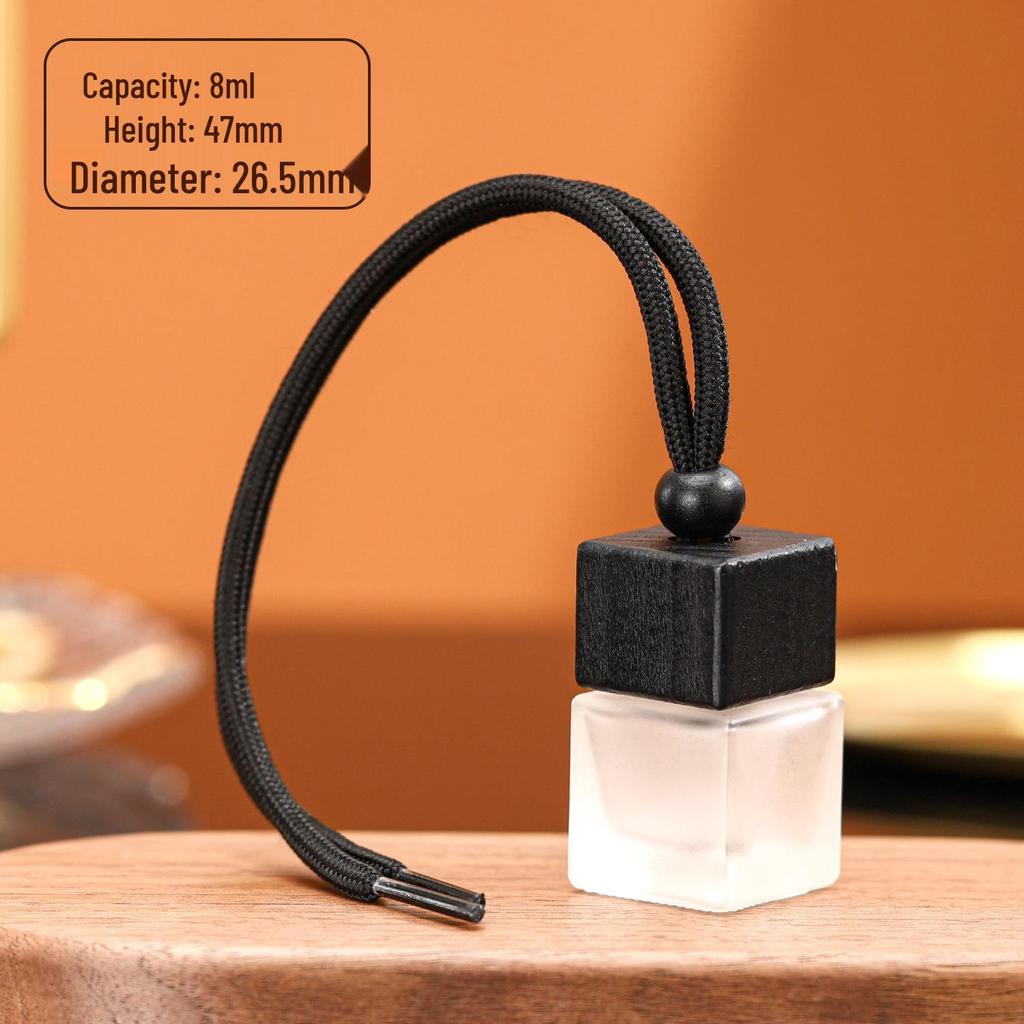 In Stock 8ml Square Car Aromatherapy Bottle - Transparent Glass Pendant Diffuser