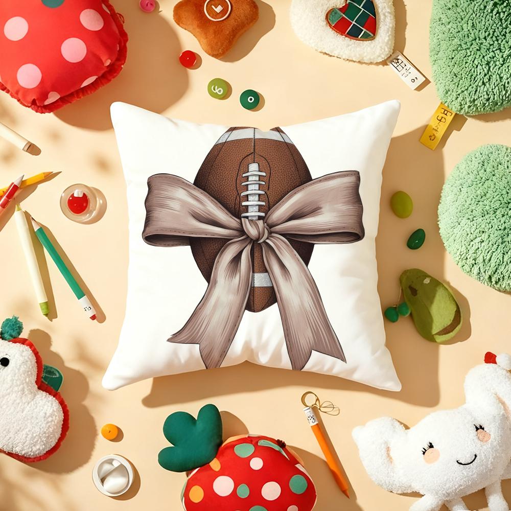 Super Bowl Cushion Cover Soft Short Plush DoubleSided Printing Home Decor Machine Washable Pillow Case Gift