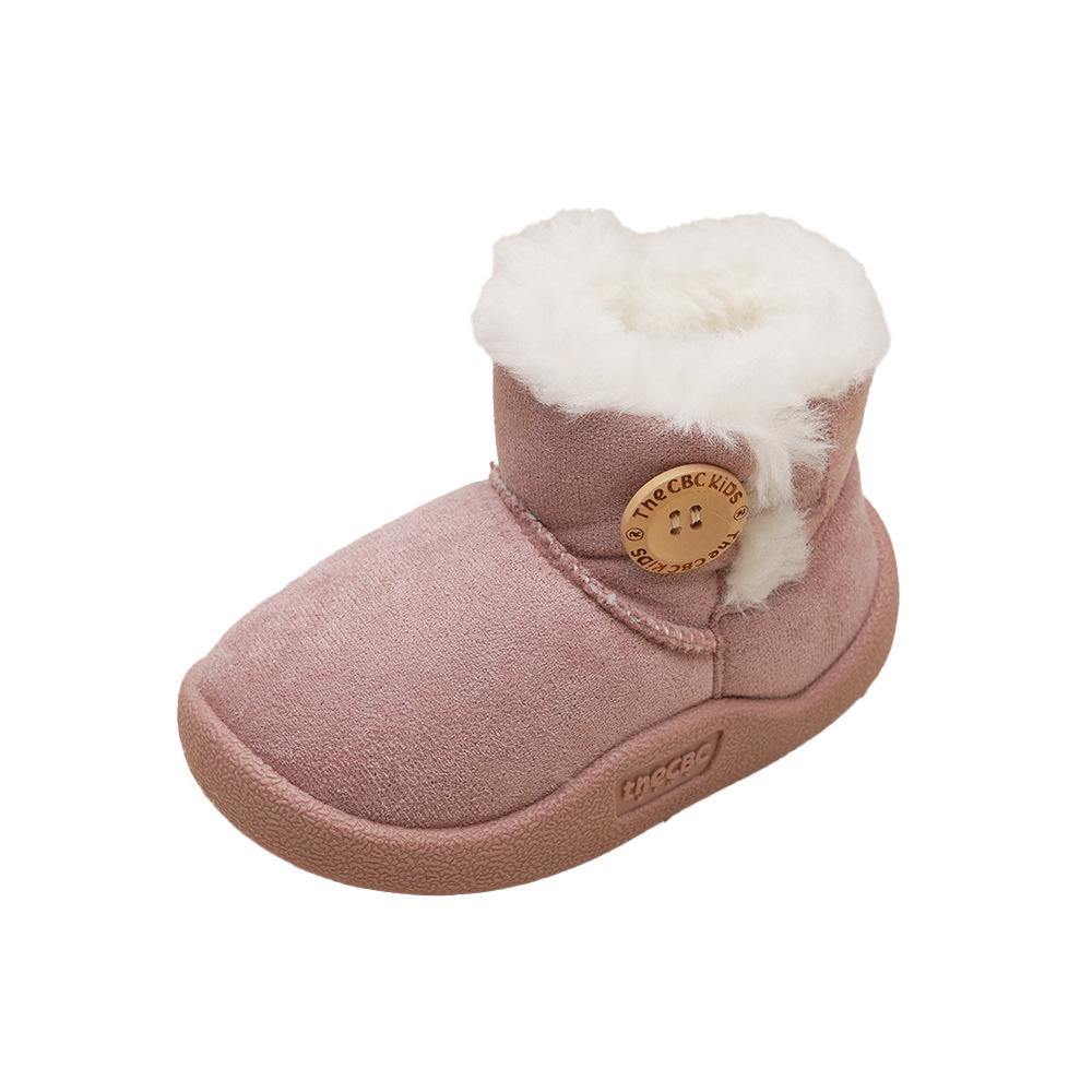 XSHX "Log Button" Children's Snow Boots Boys and Girls Winter Thickened Soft Bottom One Pedal 249002