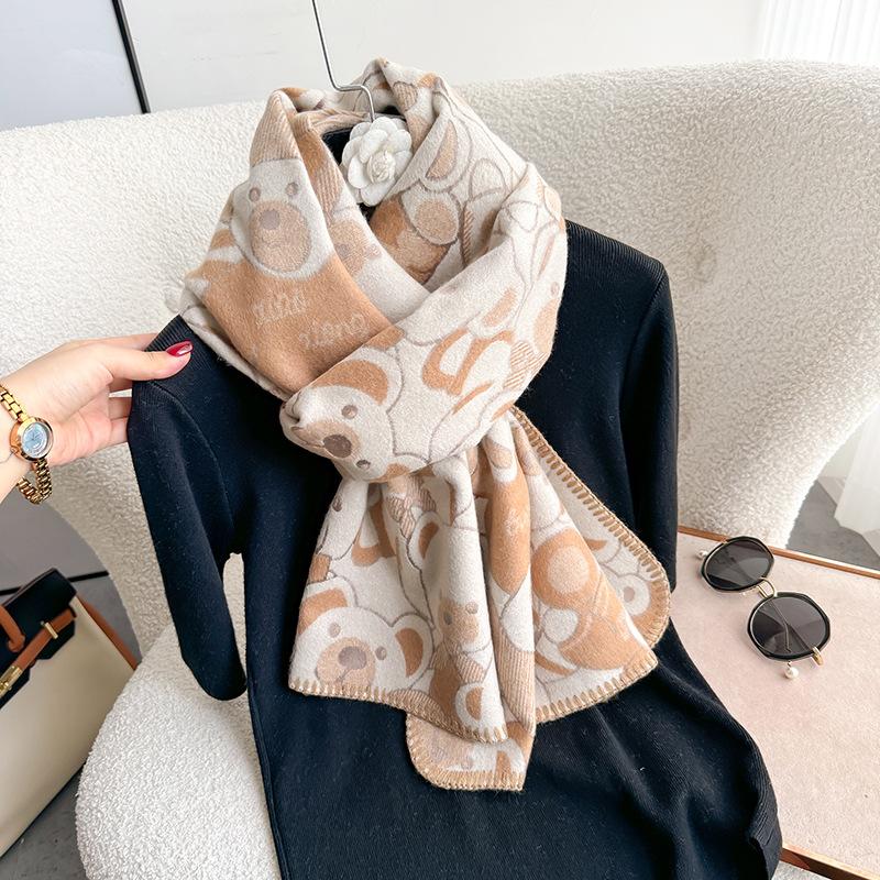 

24 осенне-зимний шарф со звездой-медведем, женский теплый модный универсальный шарф из имитации кашемира, утолщенный шарф с высоким чувством 196