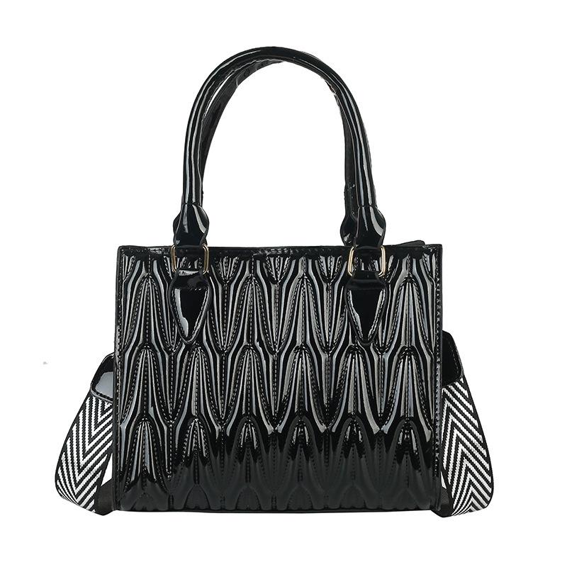 New Women's Shoulder Handbag Fashion Solid Color Casual Wide Shoulder Strap Crossbody Bag PU Large Capacity Ladies Pack