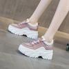 Summer Douyin popular women's shoes 2025 new mesh breathable casual shoes women's inner height increase thick sole dad shoes low top