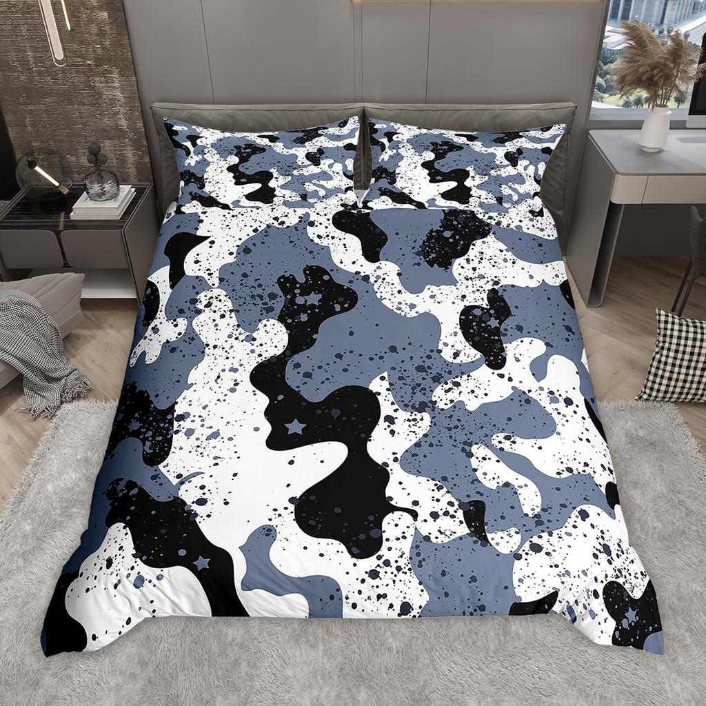 Homewish Retro Camouflage Duvet Cover Set For Boys Men Military Camo Quilt Cover Set Geometric Abstract Bedding Set