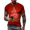 Christmas party Christmas gift Harajuku 3D printed men's and women's new round neck short sleeved children's fashionable T-shirt