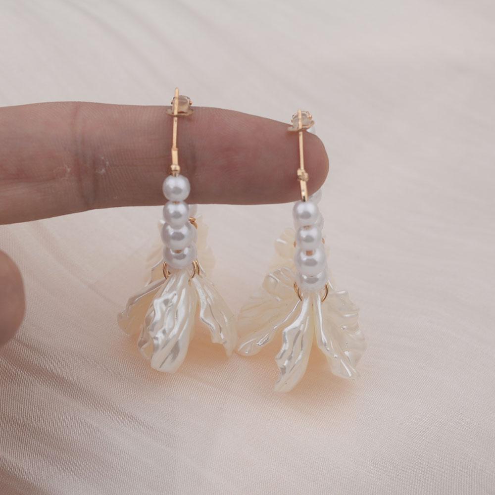 Imitation Pearl Round Shell Pendant Tassel Hoop Earrings For Women New Exaggerated Temperament Personality Jewelry