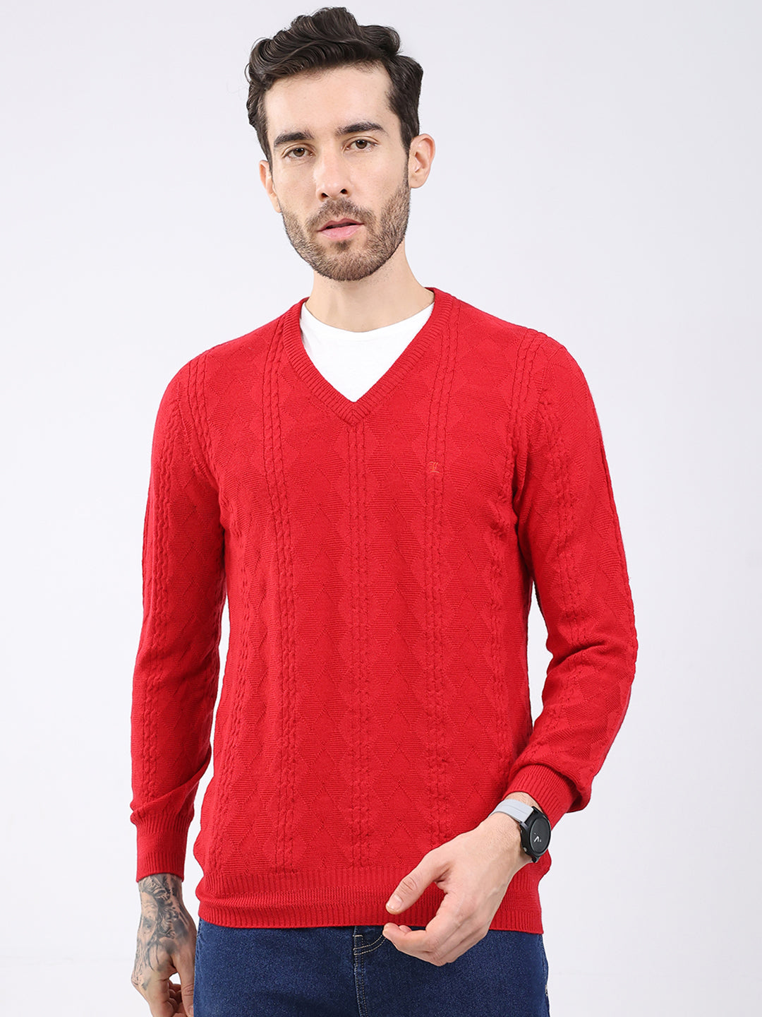 MONTE CARLO Heren Regular Fit Zelf Ontworpen Pullover XL rood