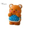 Hand Carved Basswood Bear Ornament Hand-Carved Ornament, Cute Apron Wood Decorative Figurine, Handcrafted Figure Statue for Desktop Shelf And