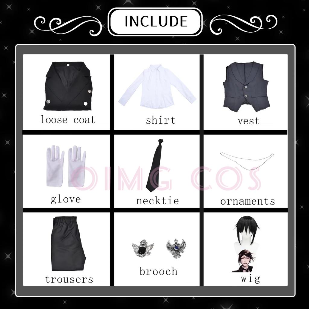 Sebastian Michaelis Cosplay Kostým Black Butler Dospělý Karnevalová Uniforma Paruka Anime Halloween Party Kostýmy Maškarní Dámská Hra