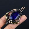 Blue Sapphire Gemstone Pure Copper Wire Wrapped Designer Handmade Pendant Jewelry For Wedding Gift