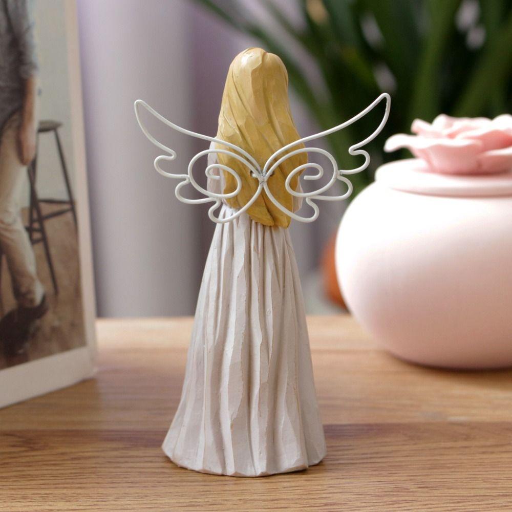 Pryskyřičná figurka anděla, retro modlící se socha anděla, křídla dívky, sochařství, kancelářské ozdoby na stůl