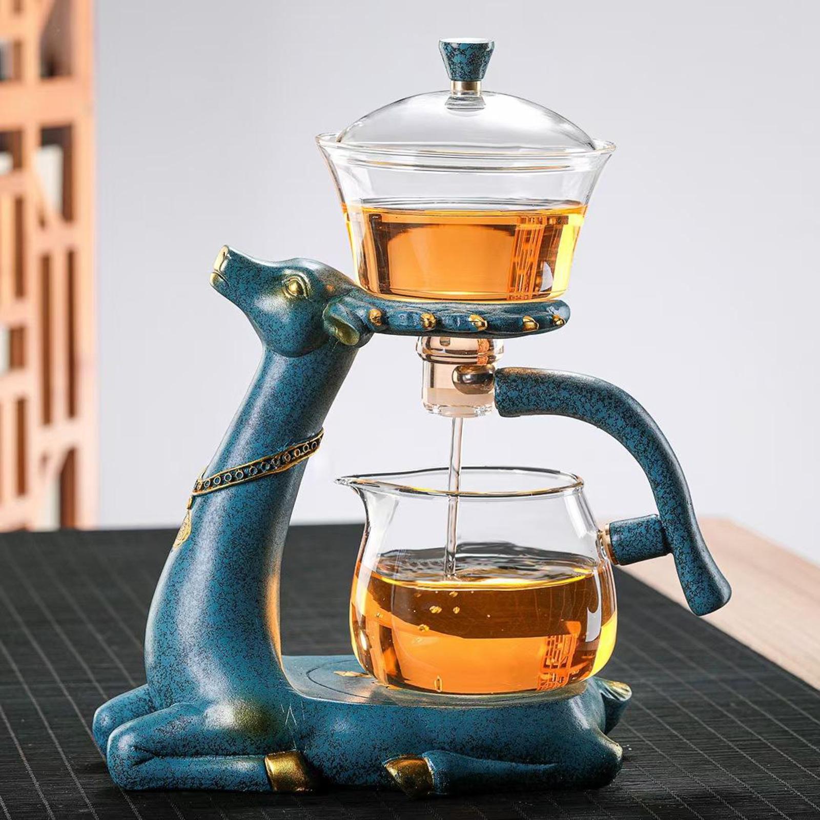 

Exquisite Glass Teapot Infuser Drip Pot Teacup Reindeer Decoration Ornament зніміть синього кольору