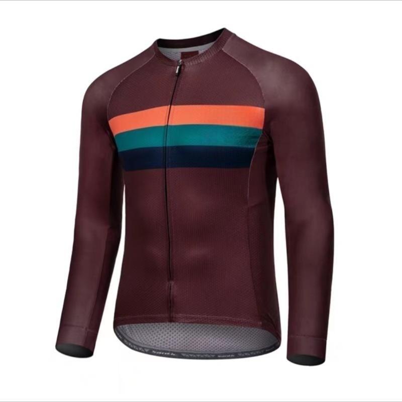 Mens Long Sleeve Cycling Jersey Breathable Moisture Wicking Bike Shirt Road Outdoor Sports