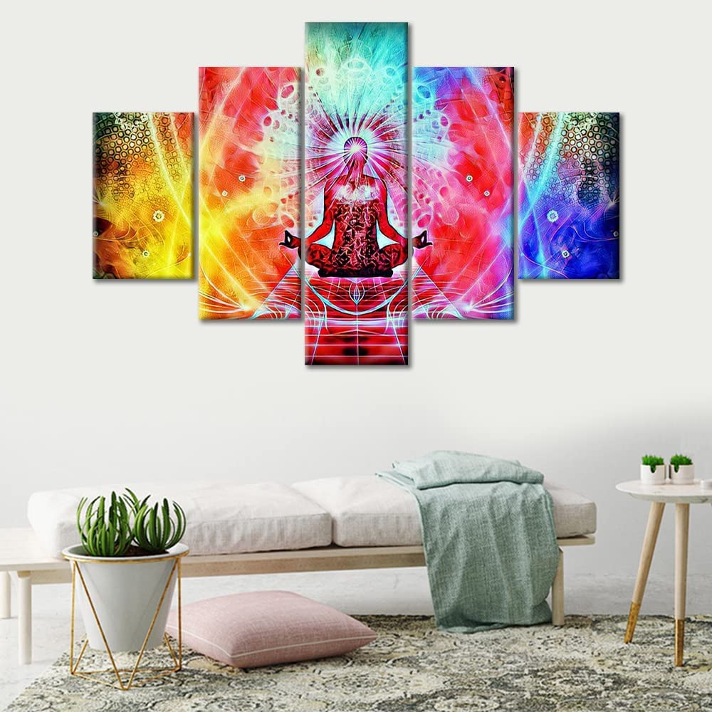 

5 шт. 7 чакр йога йога медитация Индия HD настенное искусство холст постеры картины домашний декор для гостиной без рамки 30x40cm*2 30x60cm*2 30x80cm*1 No Frame