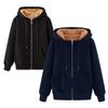 Women Hoodie Solid Color Zipper Autumn Winter Thicken Warm Sweatshirt for Office