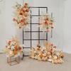 Red Floral Wedding Stage Backdrop with Artificial Flower Rows