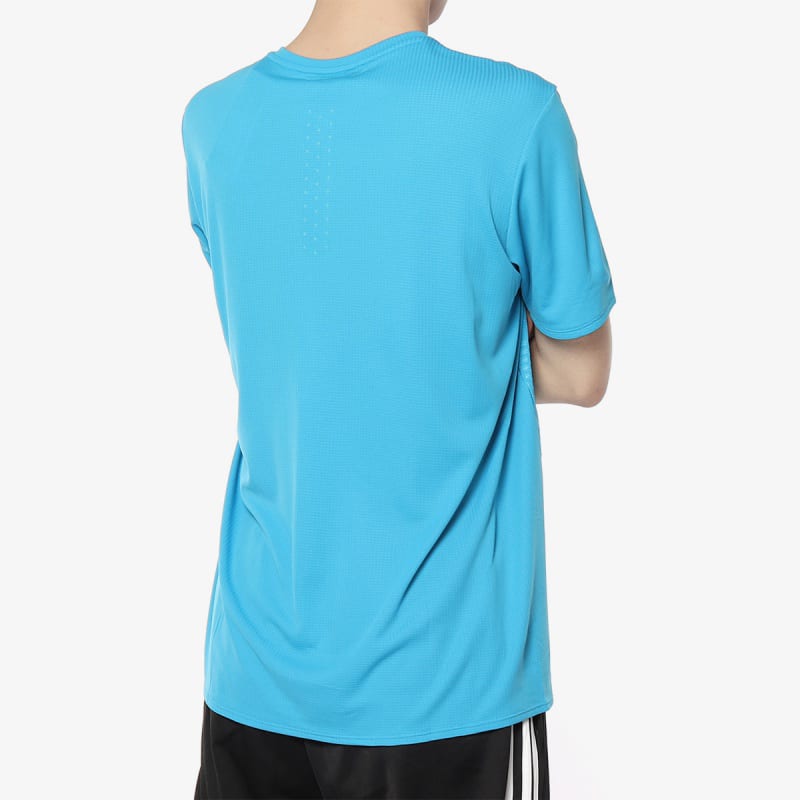 Adidas T Shirts Men's Teal Crew Neck Moderate Straight Fit DQ1849