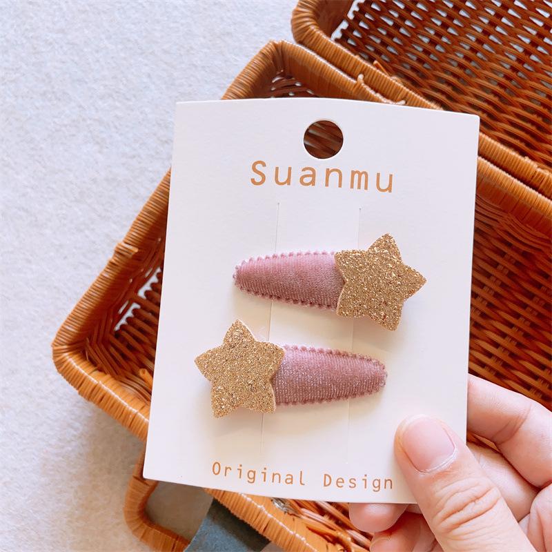 

2 шт./набор милая заколка для волос в виде звезды для маленьких девочек красная бархатная заколка для волос в виде звезды детская заколка-автомат для волос для малышей розовая заколка аксессуары