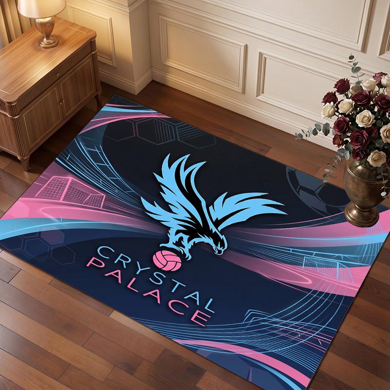 Crystal Palace Football Print Crystal Velvet Rug, Comfortable Water Absorbent Non Slip Indoor Floor Carpet