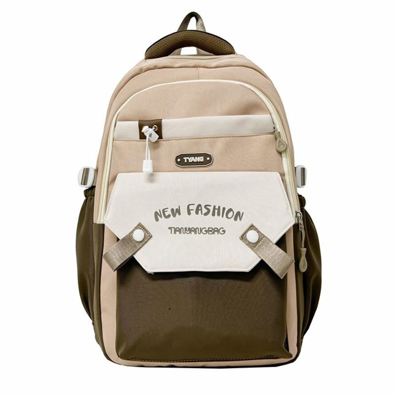 

Школьный рюкзак с цветными блоками, женский рюкзак большой вместимости, рюкзак в стиле колледжа хаки