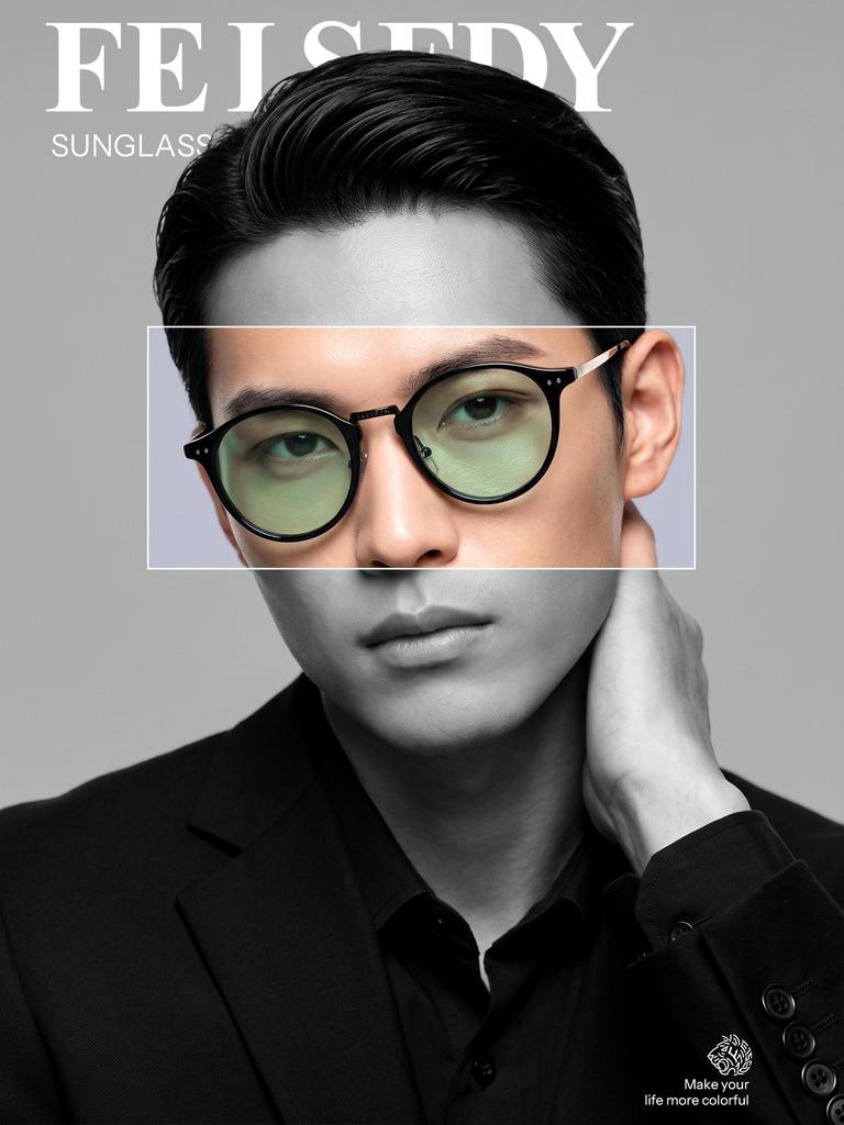 Sunglasses for Men and Wellington Adjustable Nose UV400 Blue Light Colored PC Metal for B1278 [FEISEDY] Women, Design, Pads, Ultra-lightweight 23g,