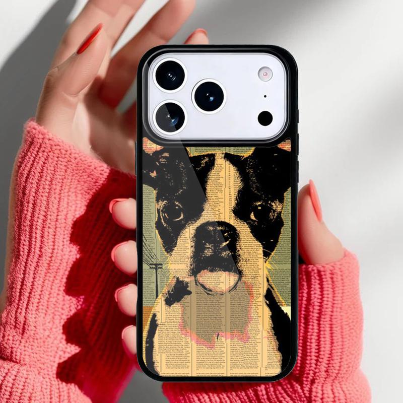 Boston Terrier Hundegesichter Handyhülle für iPhone 17 16 15 14 13 Pro Max Rückabdeckung für 12 11 Pro Coque