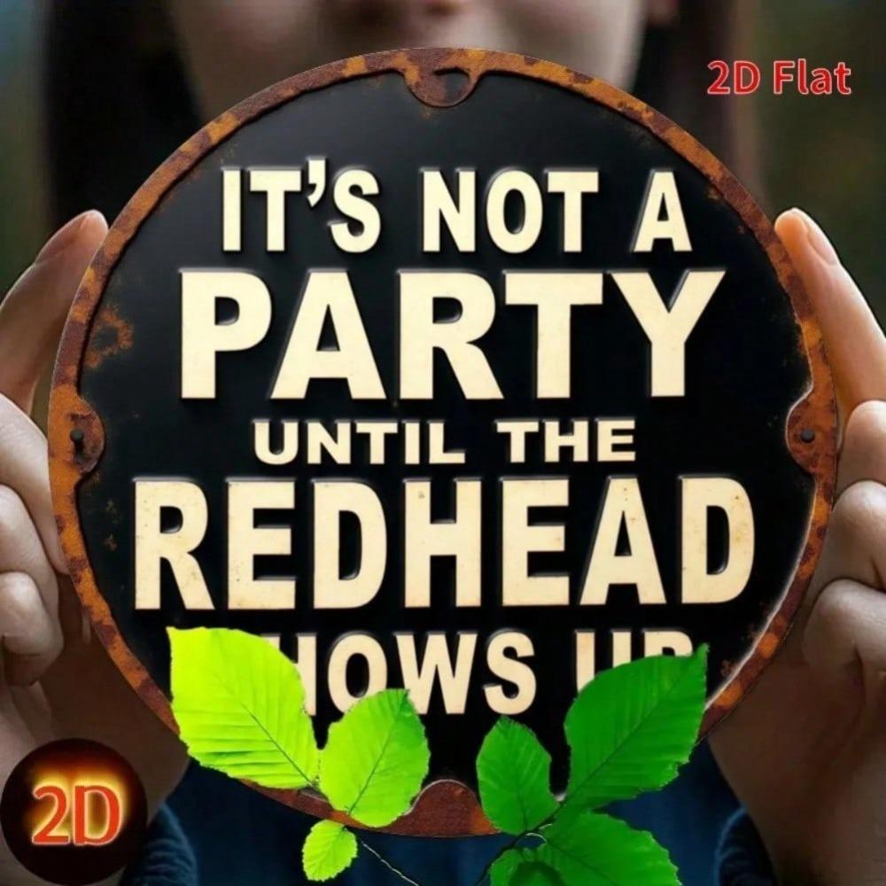 Vintage Round Iron Wall Sign Redhead Party Decor Home Garden Office Club