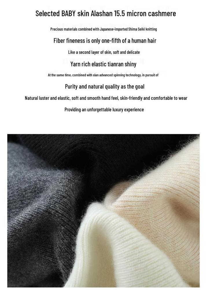 Women's Elegant Slim Fit Cashmere Polo Neck Sweater - Autumn/Winter Wool Knit Top
