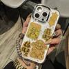 Ins Style Luxury Gold Foil Fortune Mobile Phone Case for Apple 17/iPhone16/11 Epoxy Apple 15p