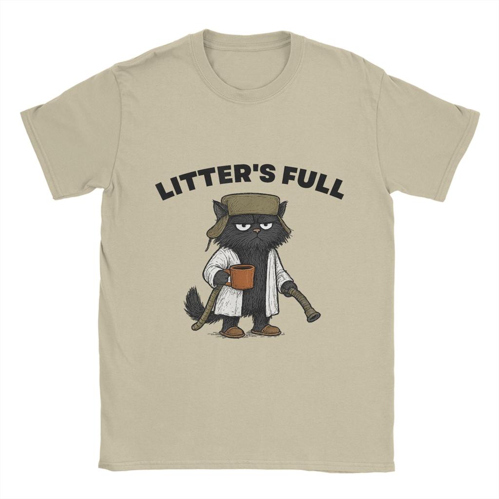 Funny Litters Full Cat  Men's T Shirts  Vintage Tee Shirt Short Sleeve Round Collar T-Shirts 100% Cotton Summer Tops