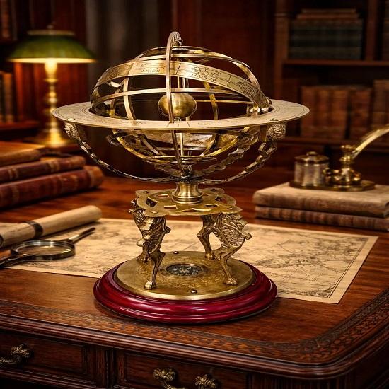 Brass Armillary Sphere with Working Compass Nautical Decor ,Astronomy Gift Home Decor