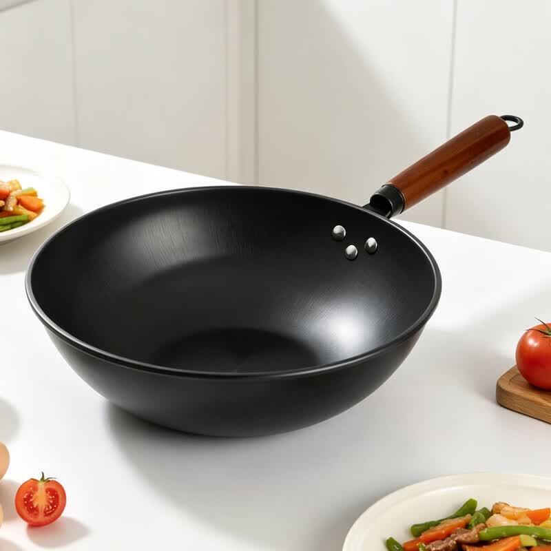 Fine Iron Flat-Bottom Wok